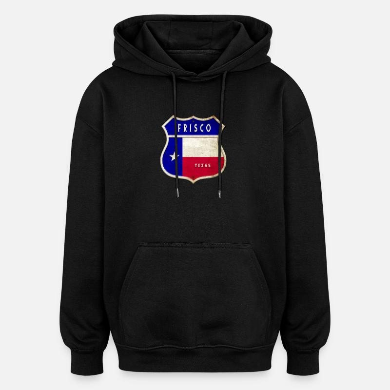 Design du drapeau Frisco Texas - Sweat à capuche oversize unisexe - noir