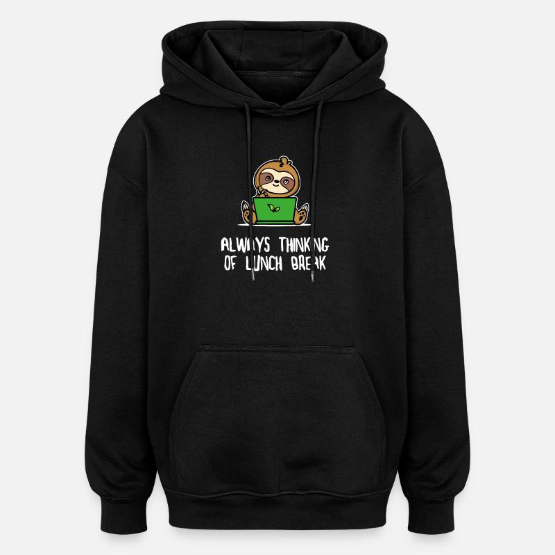 Faultier Faul Tier Statement Vegetarier Säugetier - Oversized Unisex Hoodie - Schwarz