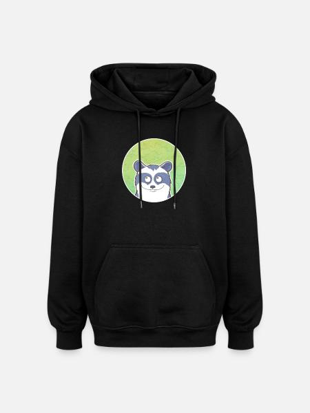 Raton laveur - Sweat à capuche oversize unisexe - noir