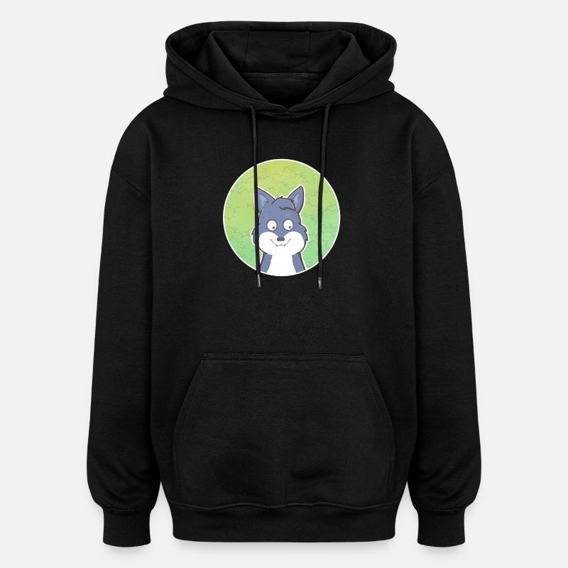 Wolf - Oversized Unisex Hoodie - black