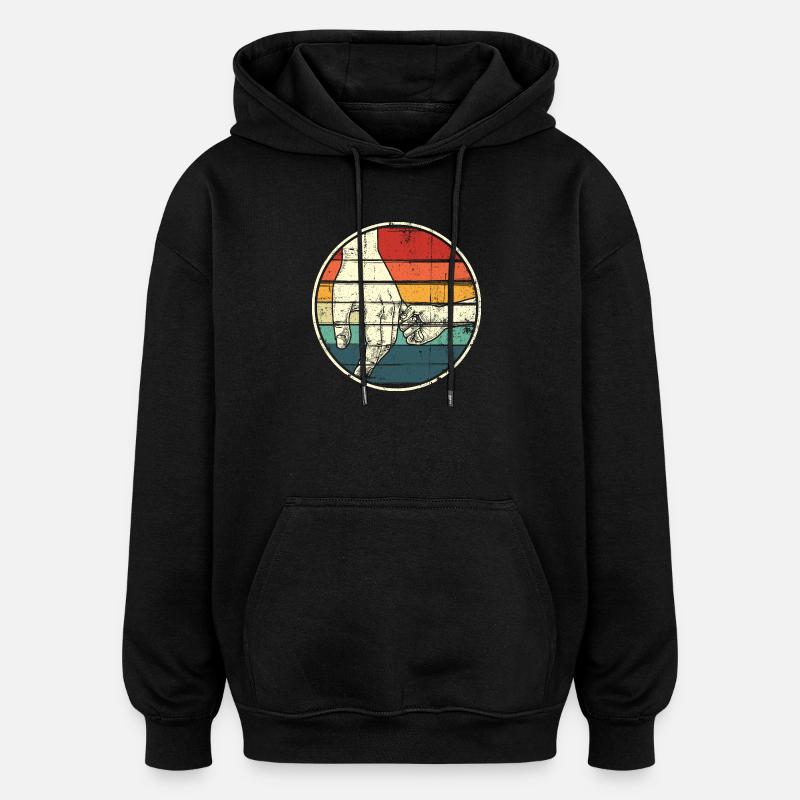 Holding Hands Rainbow Circle - Oversized Unisex Hoodie - black