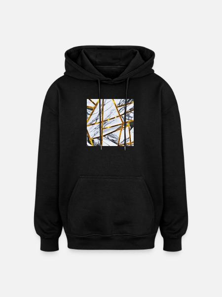 Marble White Gold - Oversized Unisex Hoodie - black