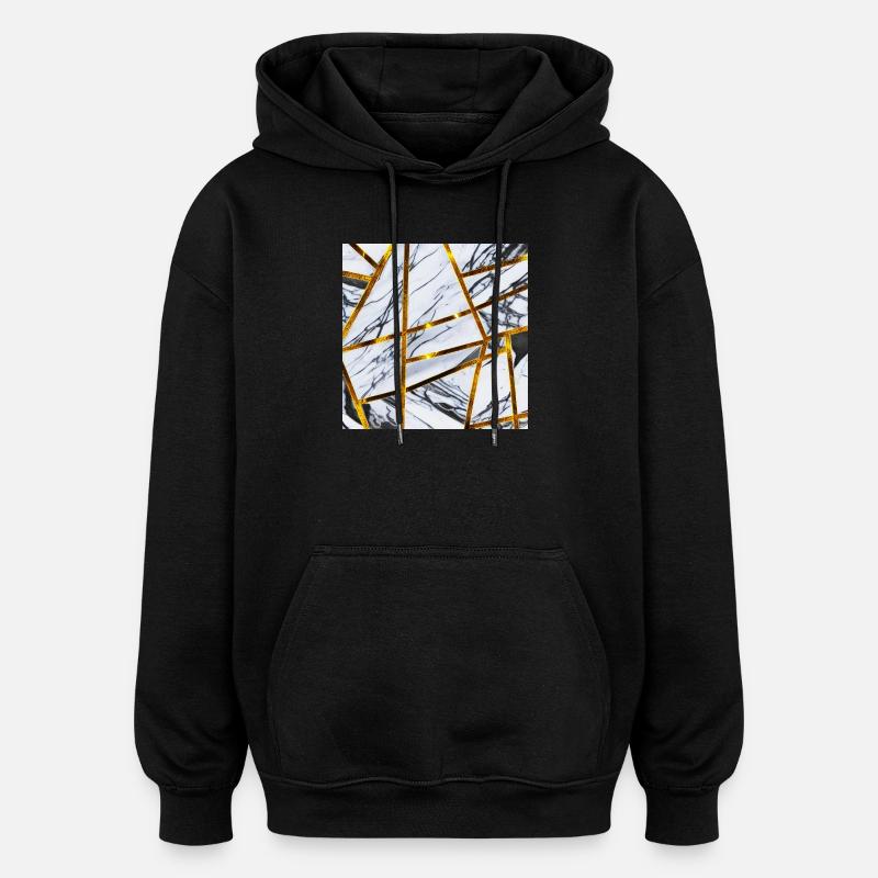 Marmor Weiß Gold - Oversized Unisex Hoodie - Schwarz