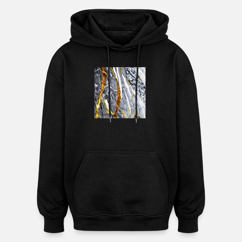 Marmor Gold Textur - Oversized Unisex Hoodie - Schwarz