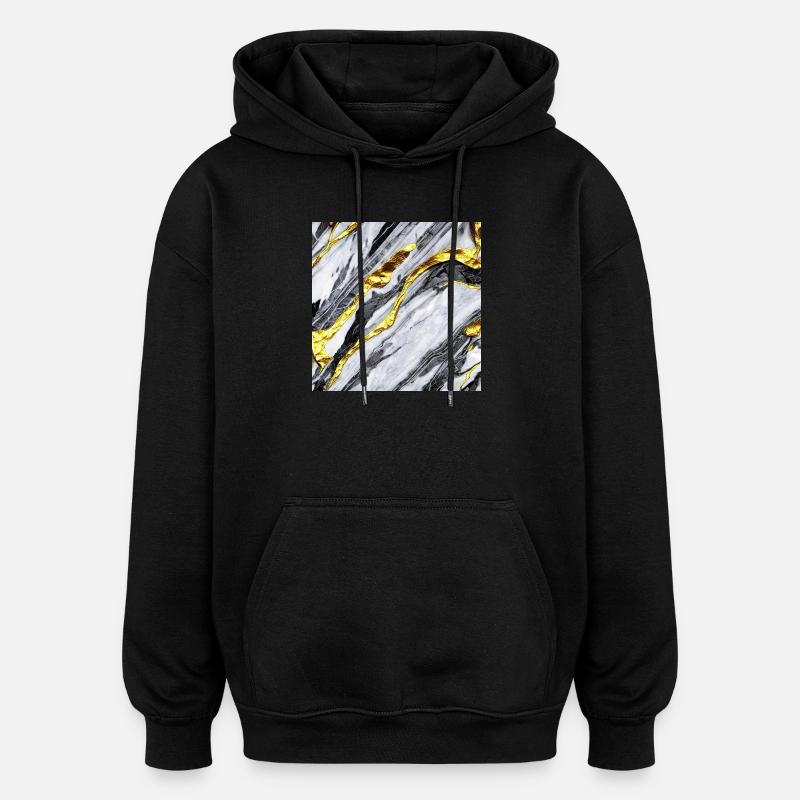 Marmorgold Struktur - Oversized Unisex Hoodie - Schwarz