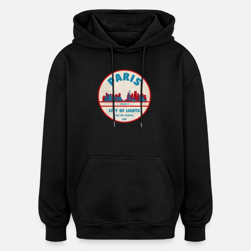 Pariser Stadtlichter Retro Abzeichen - Oversized Unisex Hoodie - Schwarz