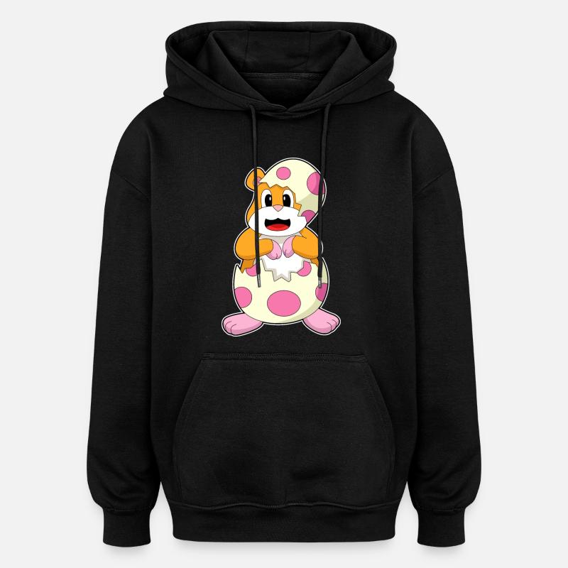 Hamster Eggshell - Oversized Unisex Hoodie - black