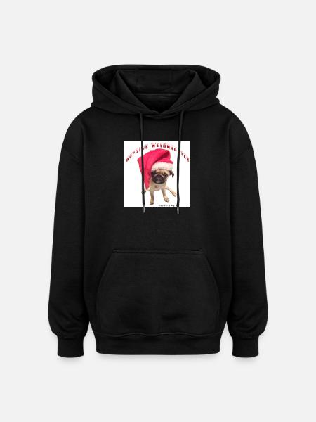 Weihnachtshund mit Hausschmuck - Oversized Unisex Hoodie - Schwarz
