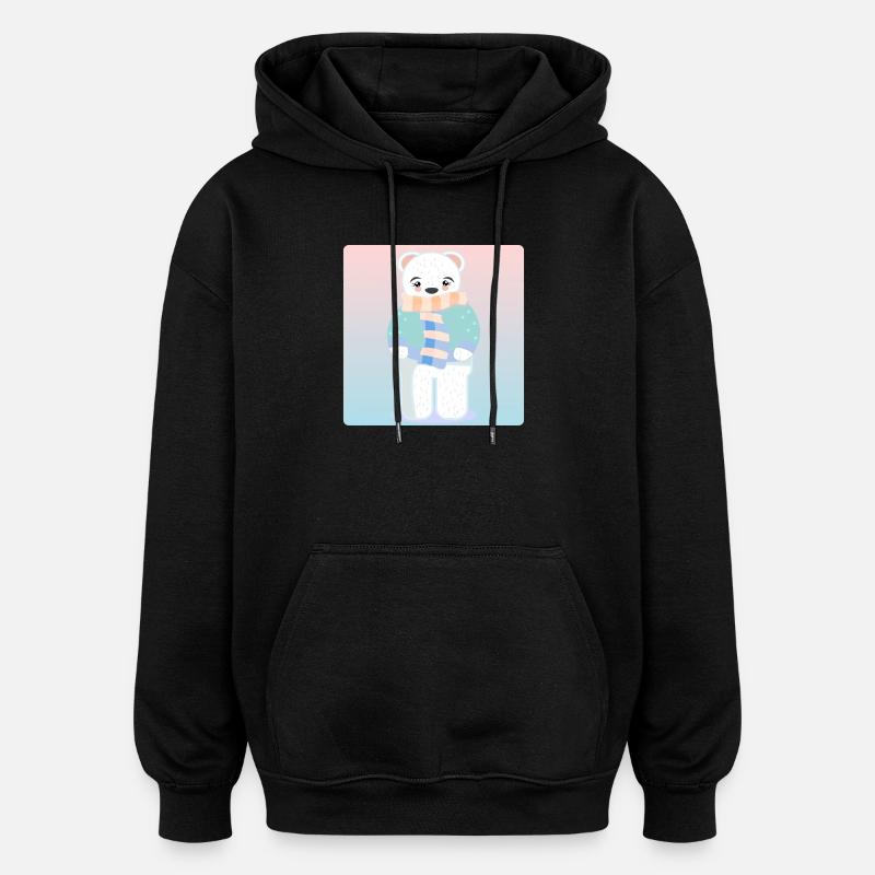 Mignon ours polaire VÊTEMENTS D’HIVER - Sweat à capuche oversize unisexe - noir