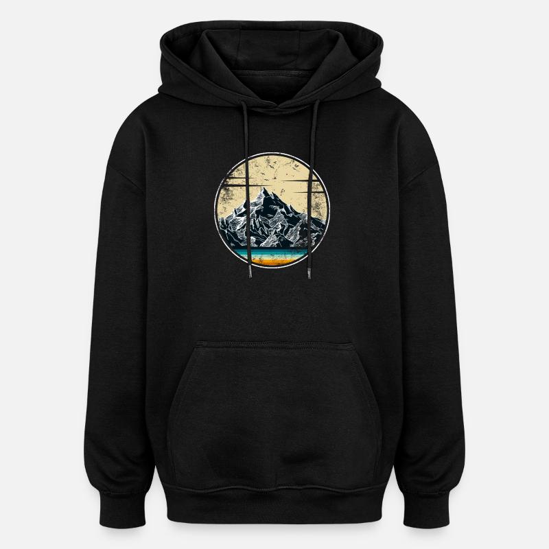 Alpines Sonnenuntergangspanorama - Oversized Unisex Hoodie - Schwarz
