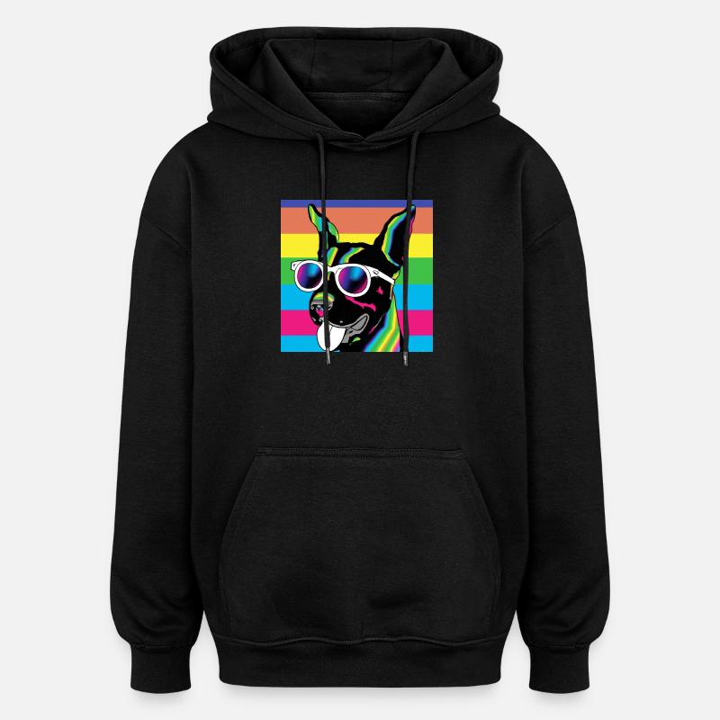 Lunettes arc-en-ciel psychédéliques pour chiots - Sweat à capuche oversize unisexe - noir