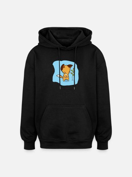 Fox - Oversized Unisex Hoodie - black