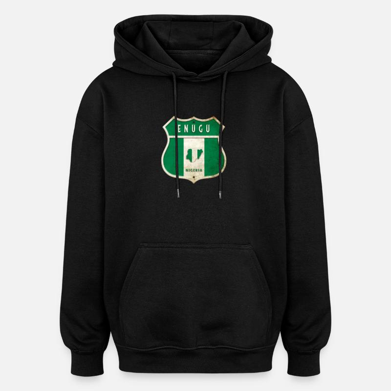 Design du drapeau d'Enugu Nigeria - Sweat à capuche oversize unisexe - noir