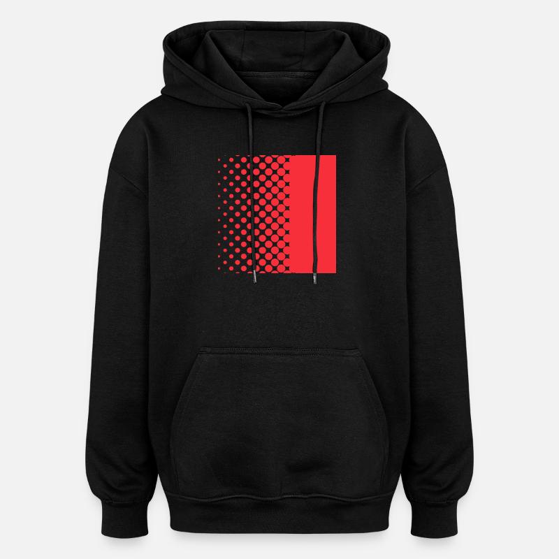 Halftone Gradient Rotes Panel - Oversized Unisex Hoodie - Schwarz