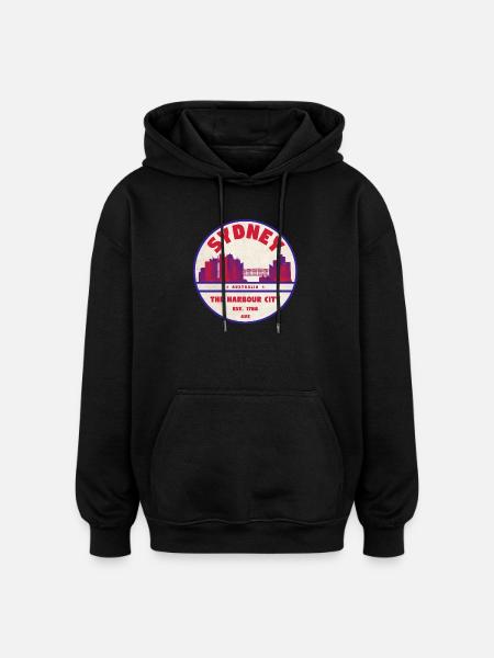 Sydney Skyline Badge - Oversized Unisex Hoodie - black