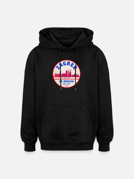 Zagreb Rundlogo Skyline Retro - Oversized Unisex Hoodie - Schwarz
