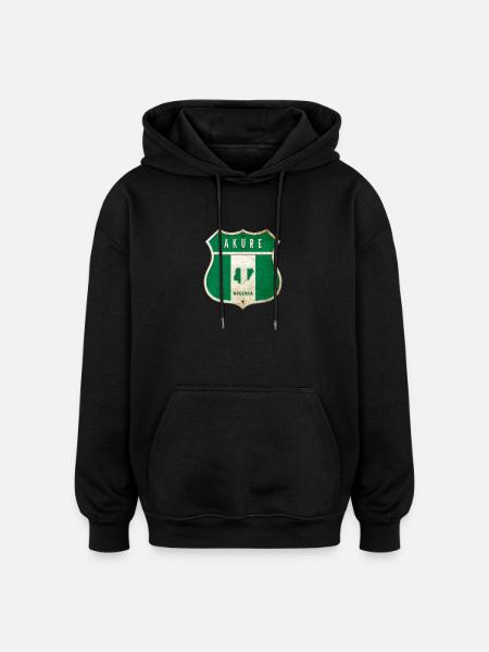Design du drapeau d'Akure Nigeria - Sweat à capuche oversize unisexe - noir