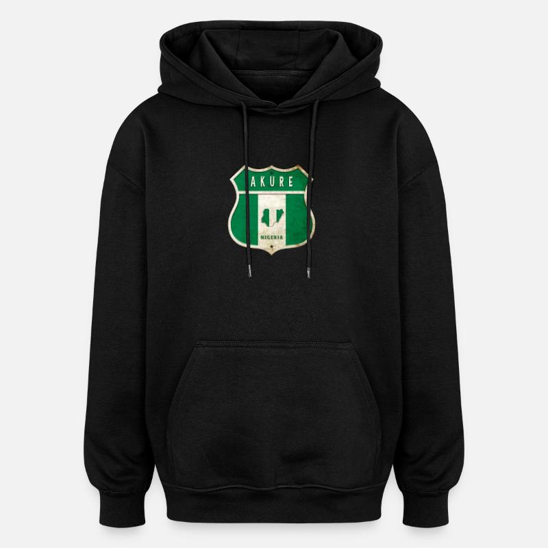 Design du drapeau d'Akure Nigeria - Sweat à capuche oversize unisexe - noir