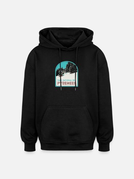 Pyrenees National Park under the snow - Oversized Unisex Hoodie - black