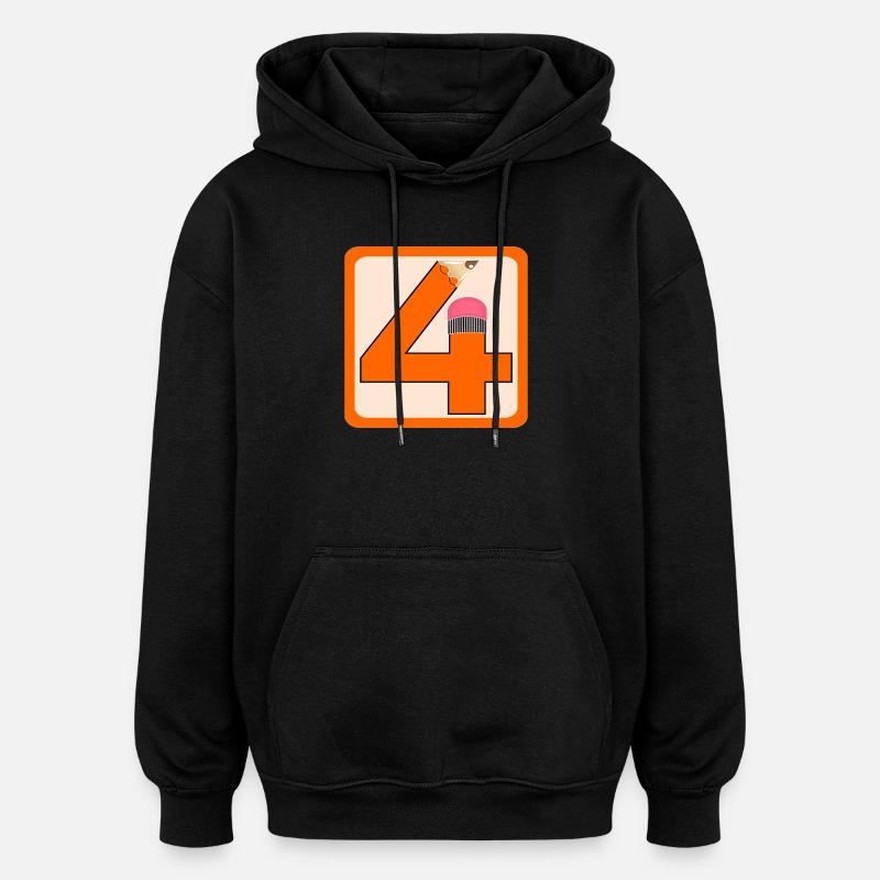 NUMÉRO 4 - QUATRE - CRAYON - CRAYONS - Sweat à capuche oversize unisexe - noir