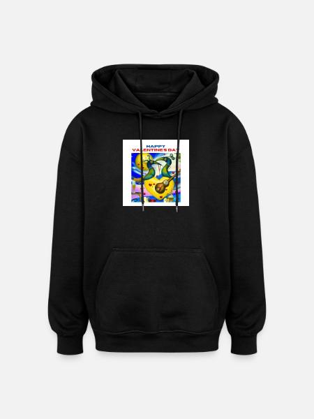 Joyeuse Saint-Valentin... Oiseaux de fête! - Sweat à capuche oversize unisexe - noir