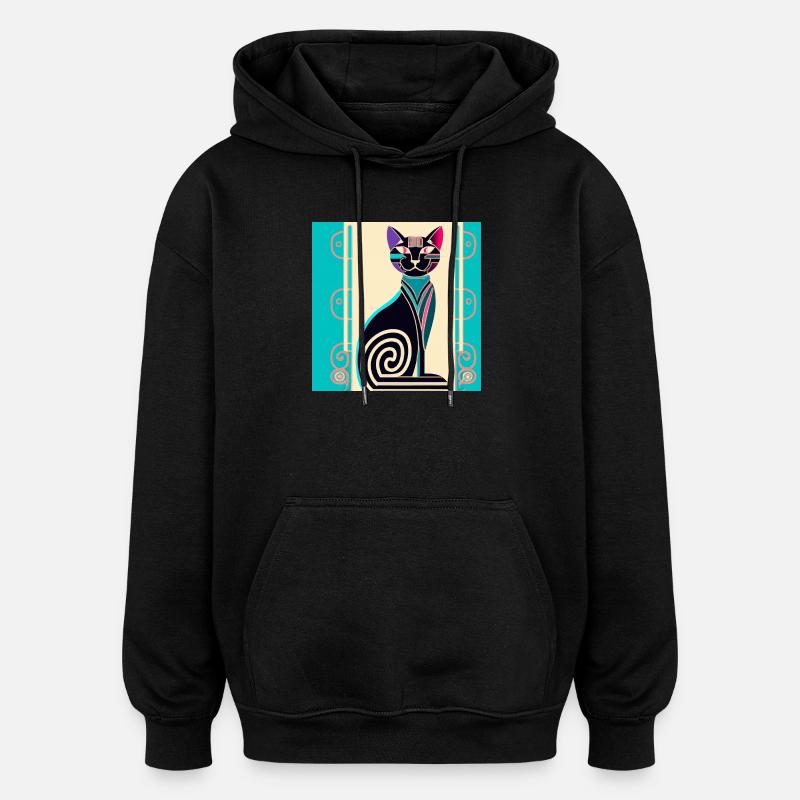 Neon-Spiralkatze Art Déco - Oversized Unisex Hoodie - Schwarz