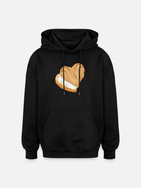 Mit Sahne gefülltes Windbeutel Herz - Oversized Unisex Hoodie - Schwarz