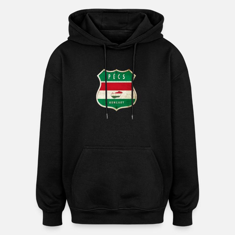 Pécs Ungarn Wappen Flaggen Design - Oversized Unisex Hoodie - Schwarz