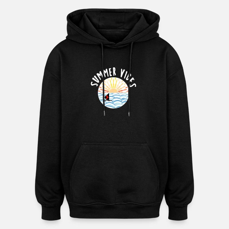 Waves Summer Sail Sun - Oversized Unisex Hoodie - black