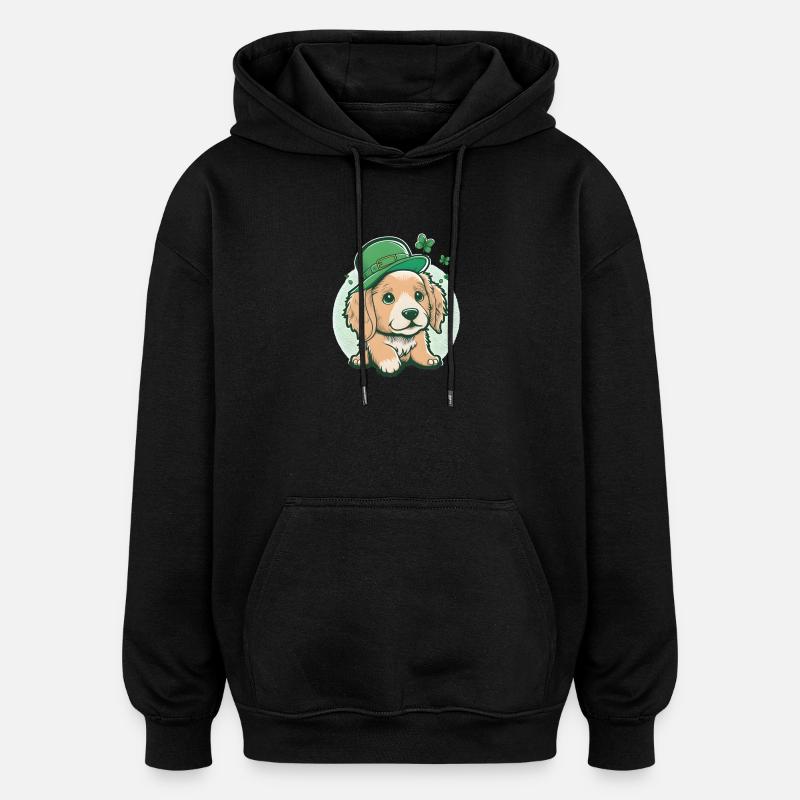 Cartoon Hund St. Patrick´s Day - Oversized Unisex Hoodie - Schwarz