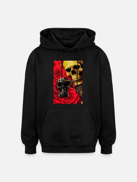 Skulls with roses - Oversized Unisex Hoodie - black