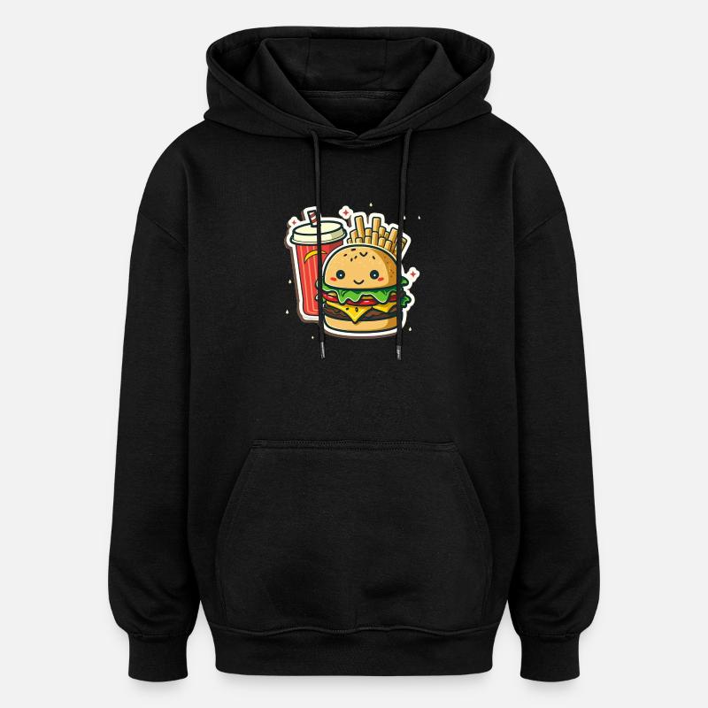 Menu burger - Sweat à capuche oversize unisexe - noir