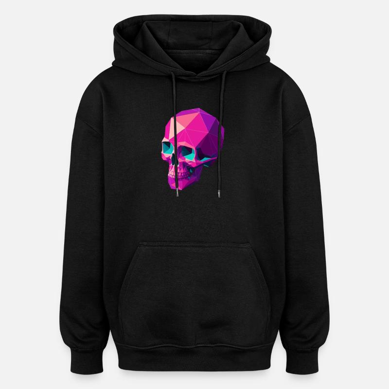 Geometrischer Schädel - Oversized Unisex Hoodie - Schwarz