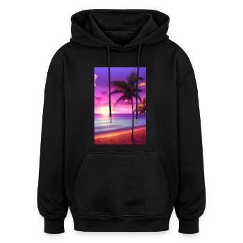 Caraïbes Palm Beach - Sweat à capuche oversize unisexe - noir - Devant - Noah (186cm)