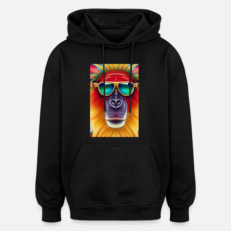 Cool monkey with sunglasses - Oversized Unisex Hoodie - black
