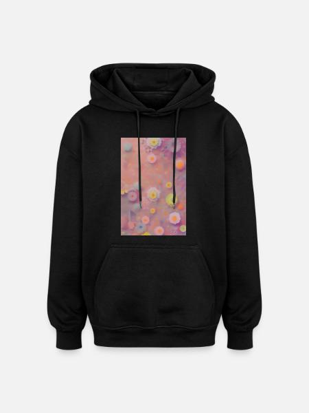 Art floral - Sweat à capuche oversize unisexe - noir