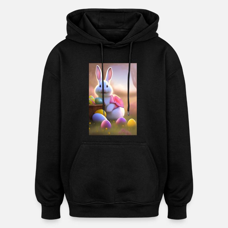 Easter Bunny with Easter Eggs - Oversized Unisex Hoodie - black