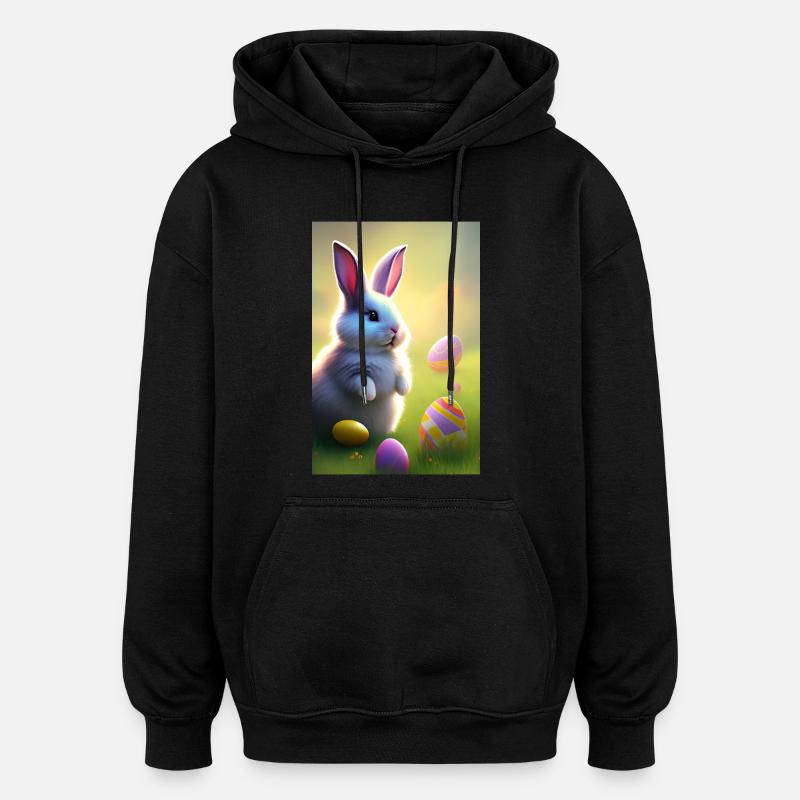 Easter Bunny with Easter Eggs - Oversized Unisex Hoodie - black