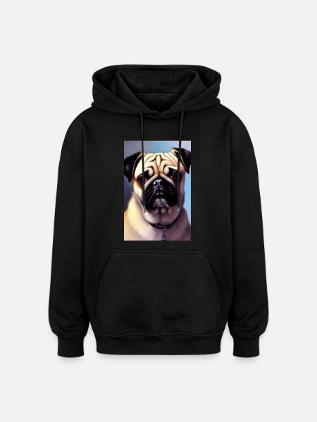Pug Dog - Oversized Unisex Hoodie - black