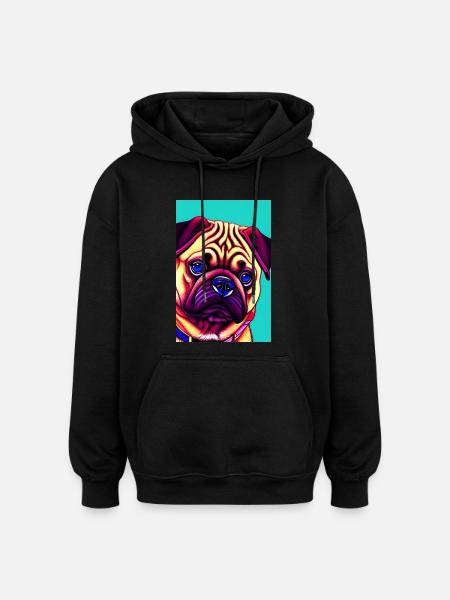 Pug Dog - Oversized Unisex Hoodie - black