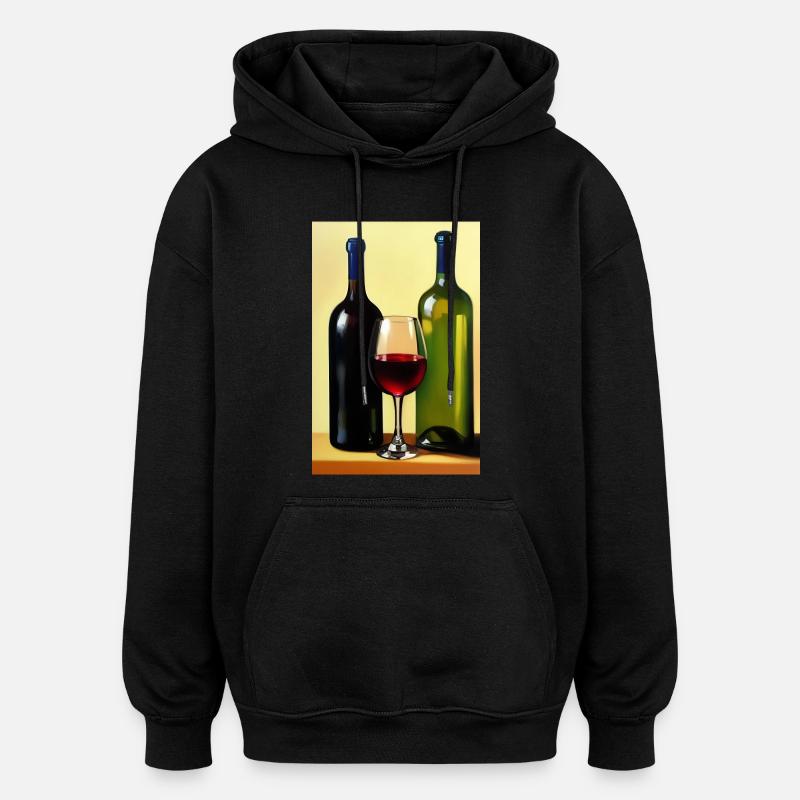 Wein Trinker - Oversized Unisex Hoodie - Schwarz