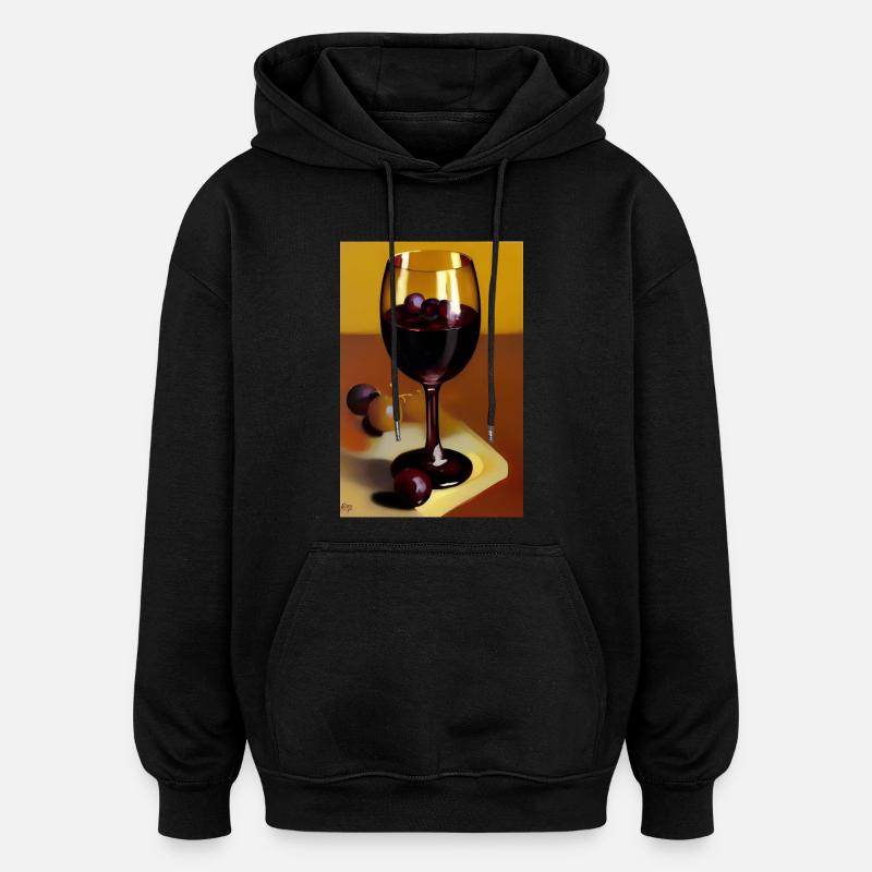 Wein Trinker - Oversized Unisex Hoodie - Schwarz