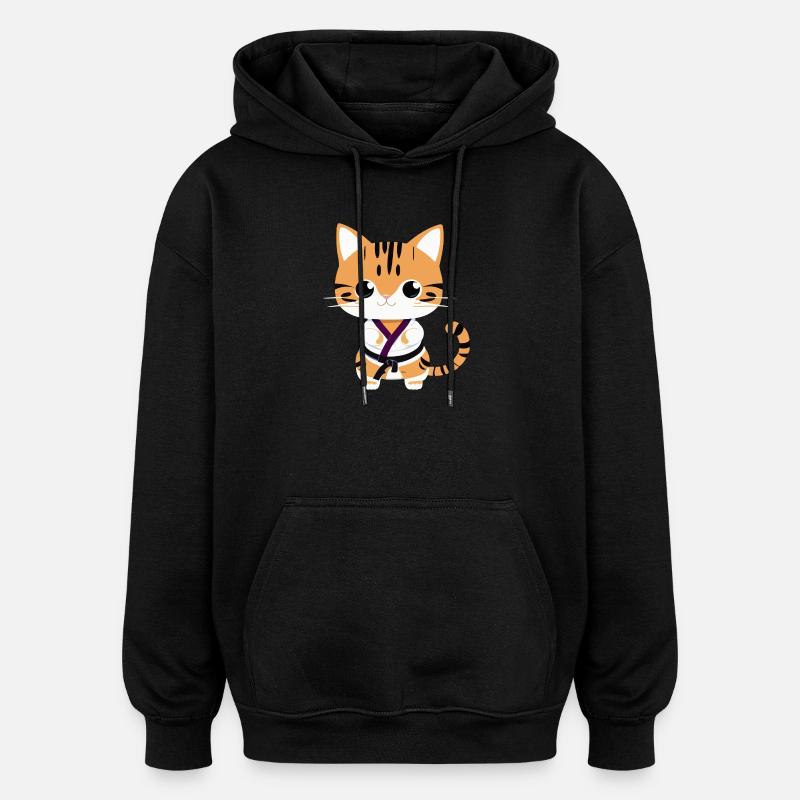 Karate Kätzchen - Oversized Unisex Hoodie - Schwarz