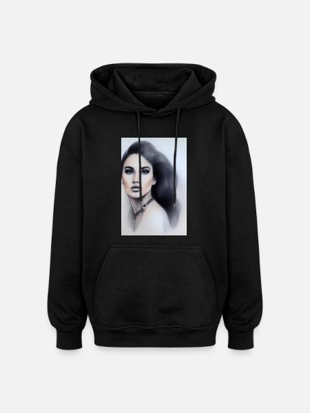 Frau mit Schmuck - Oversized Unisex Hoodie - Schwarz