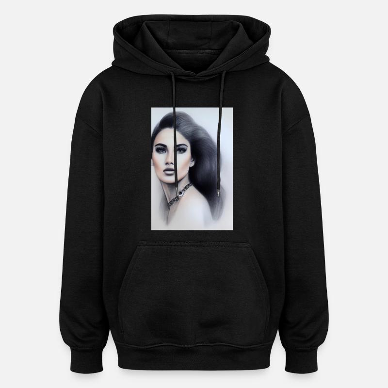 Frau mit Schmuck - Oversized Unisex Hoodie - Schwarz