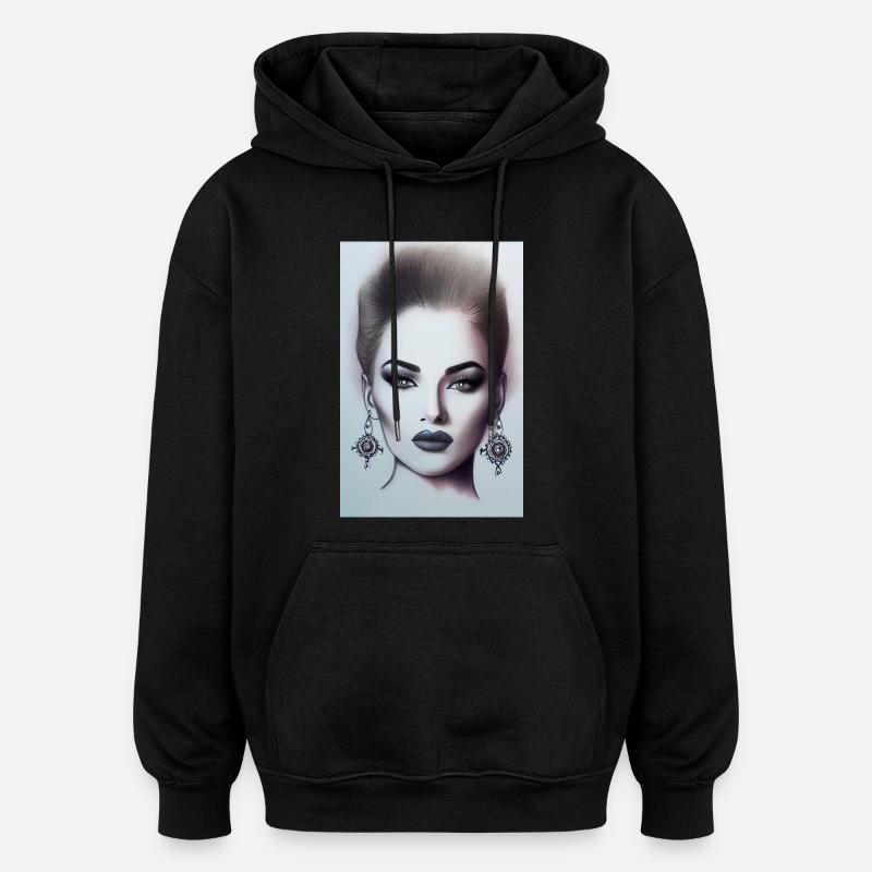 Femme avec des bijoux - Sweat à capuche oversize unisexe - noir