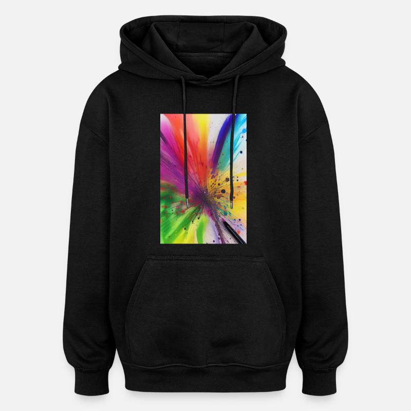 Éclaboussures de couleur - Sweat à capuche oversize unisexe - noir