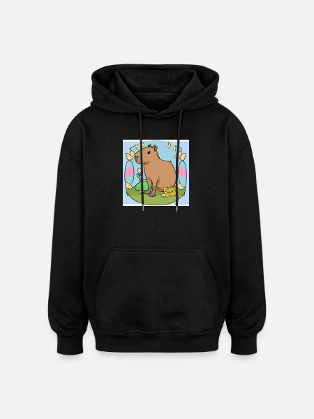Easter capybara - Oversized Unisex Hoodie - black