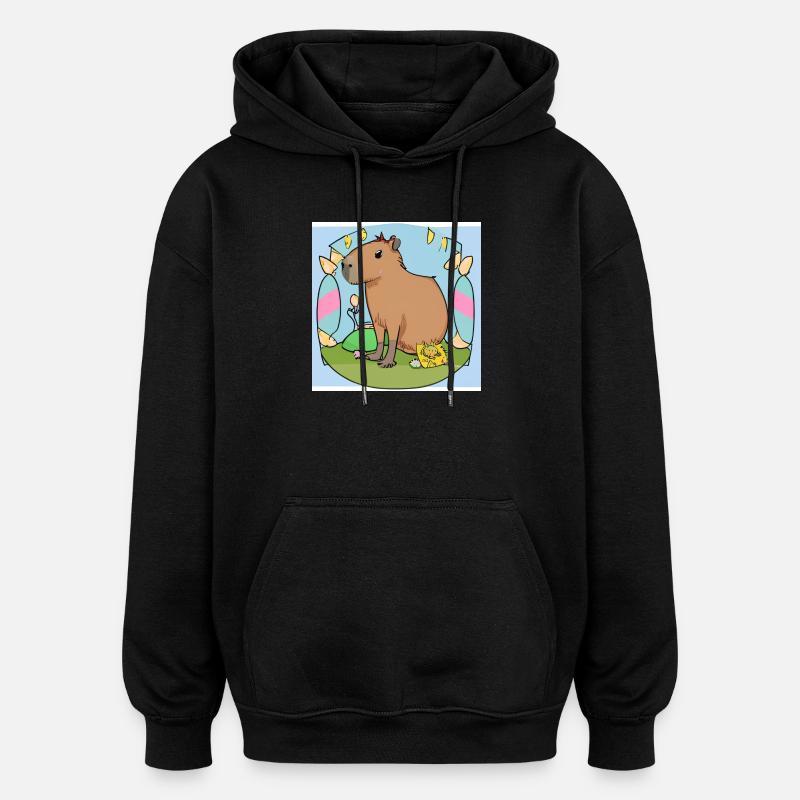 Easter capybara - Oversized Unisex Hoodie - black