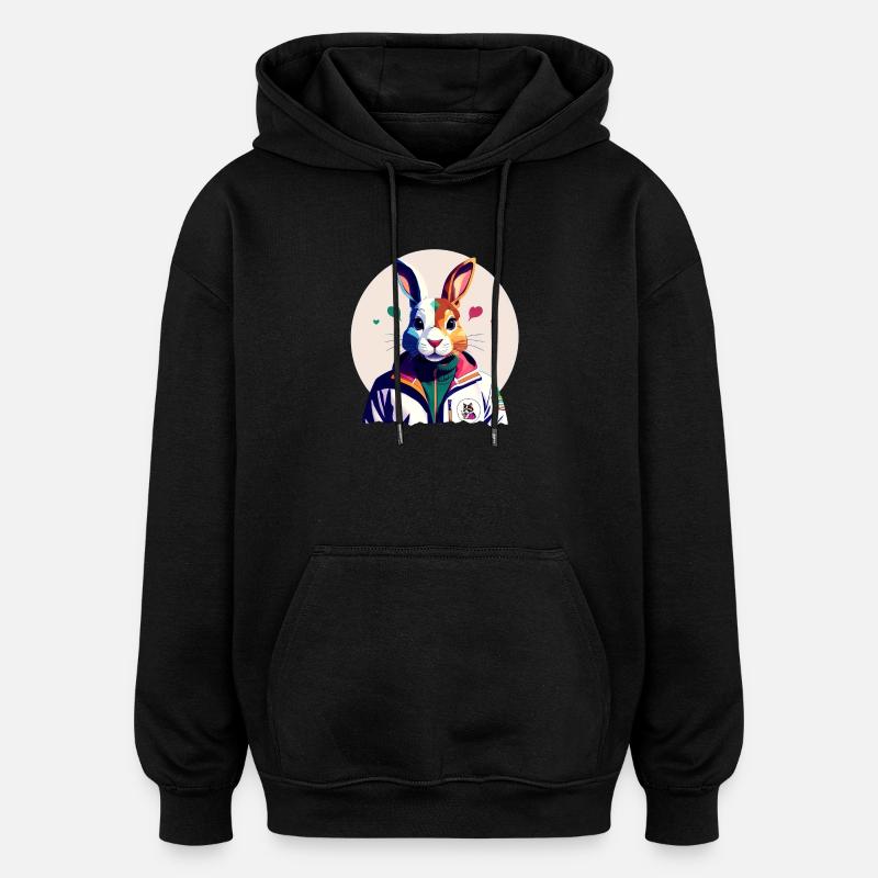 Bunny, Easter Bunny - Oversized Unisex Hoodie - black